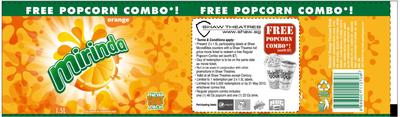 FREE Popcorn set (worth $7.00) from Shaw Theatres- Mirinda Orange Label