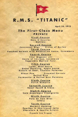 Menu that cost $157 000